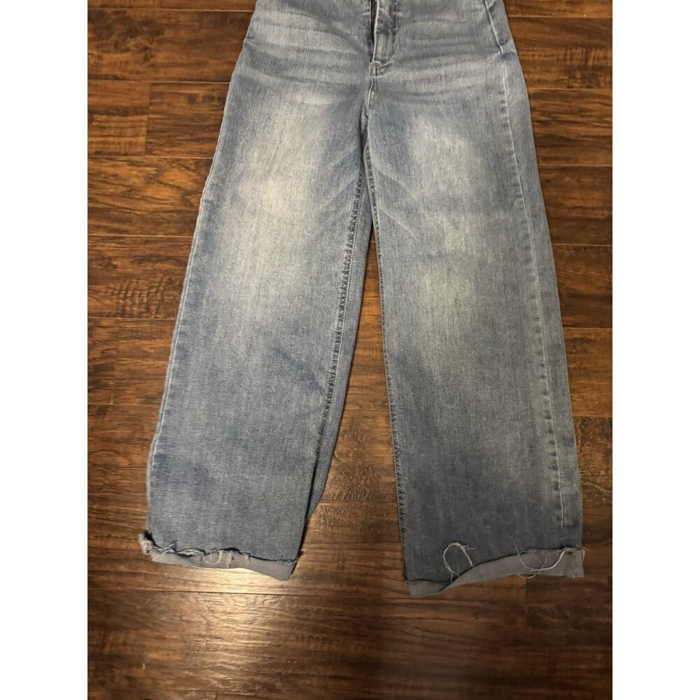 OAT New York Wide Leg Jeans Light Wash High Rise Blue Raw Hem Sz:8/29 - Picture 2 of 9